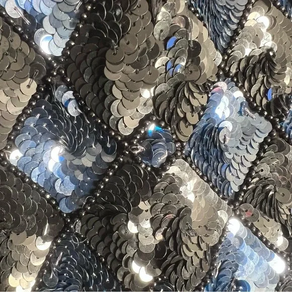 VTG Stenay Sequin Blue Dress SZ 10 Glam Party Wedding Cocktail Diamond - Picture 11 of 15